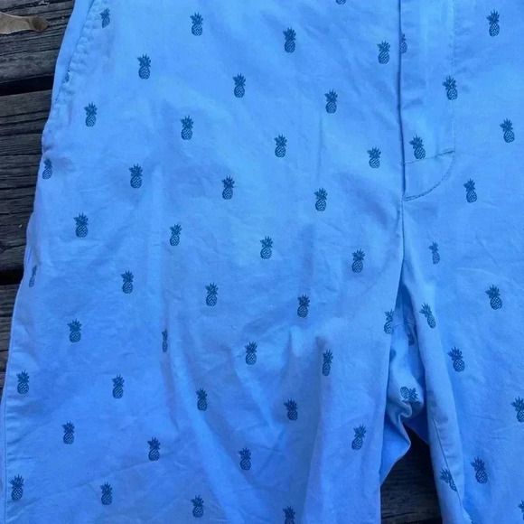 Men 34‎ Waist Light Blue Pineapple Printed Stretch Shorts With Pockets - Picture 2 of 8